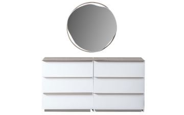Rusion Yatak Odası Takımı Takım - 2; (Gardırop (1 Ad. 4K Akordiyon Cam Kapaklı Dolap ve 1 Ad. Tek Kapılı Cam Kapaklı Dolap), Karyola (Bazalı), Şifonyer ve Aynası, 2 Ad. Komodin)
