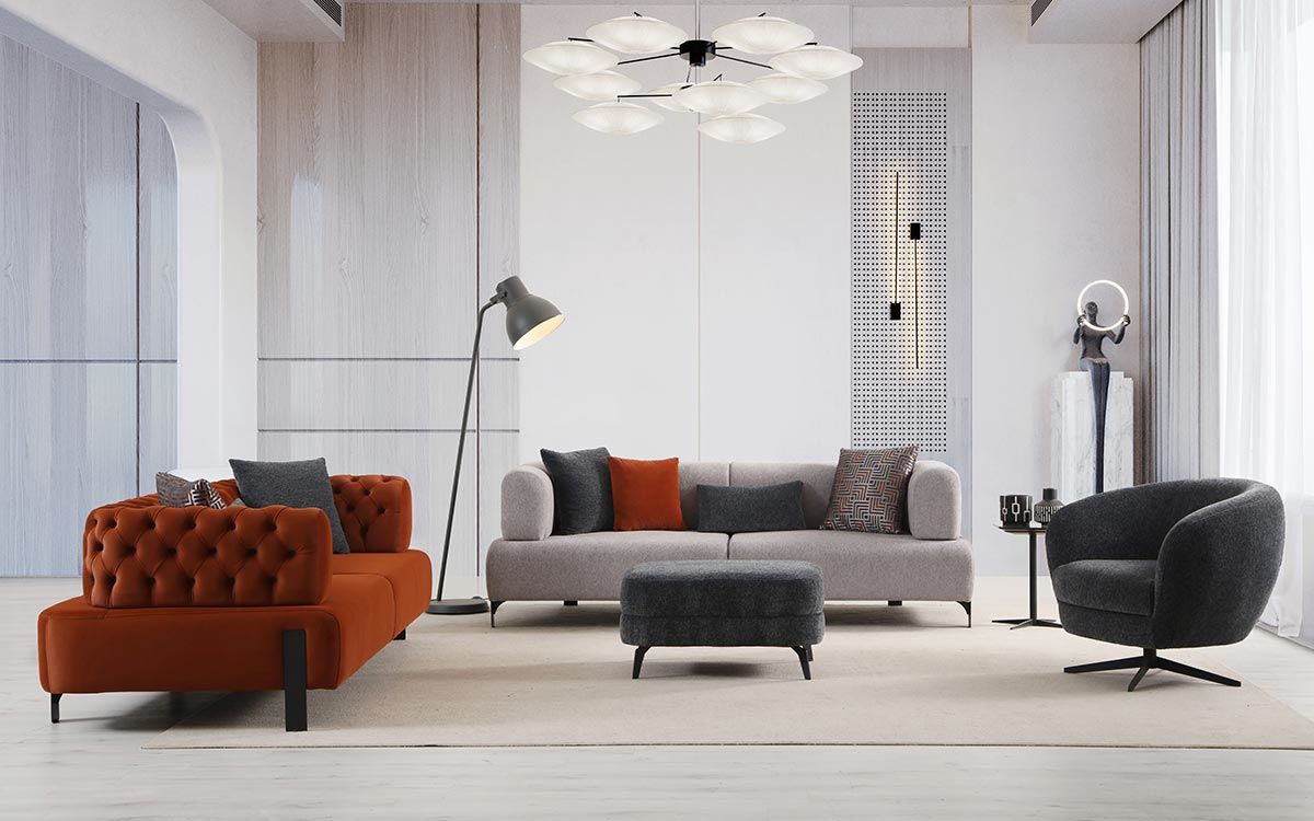 Valeria Koltuk Takımı (Siyah Ayaklı - Sırt Mekanizmalı)