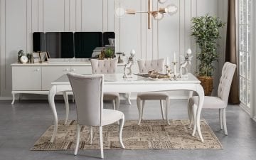 Anya Yemek Odası Takımı (Beyaz)