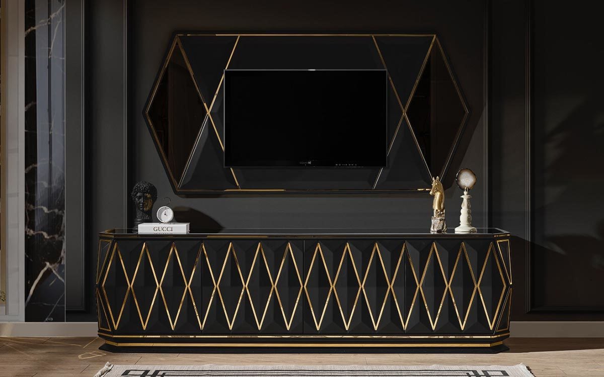 Zümrüt Tv Ünitesi - Siyah Tv Ünitesi (Set)