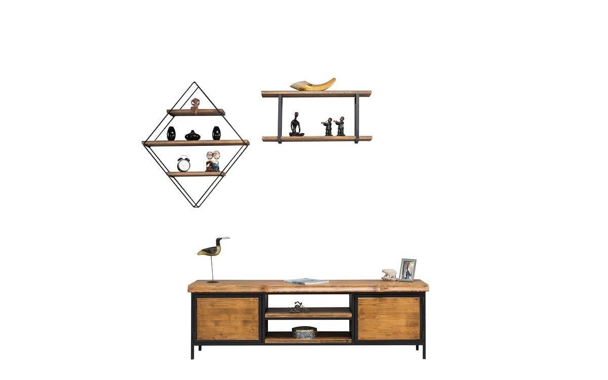 Iron Wood TV Ünitesi Alt Blok (Ahşap K.)