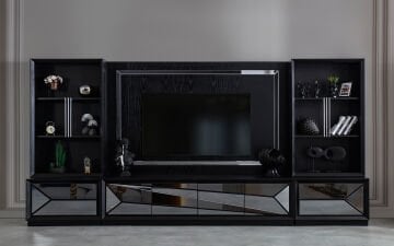 Mabel TV Ünitesi (Çift Kitaplık)(Siyah) (Seri Sonu)