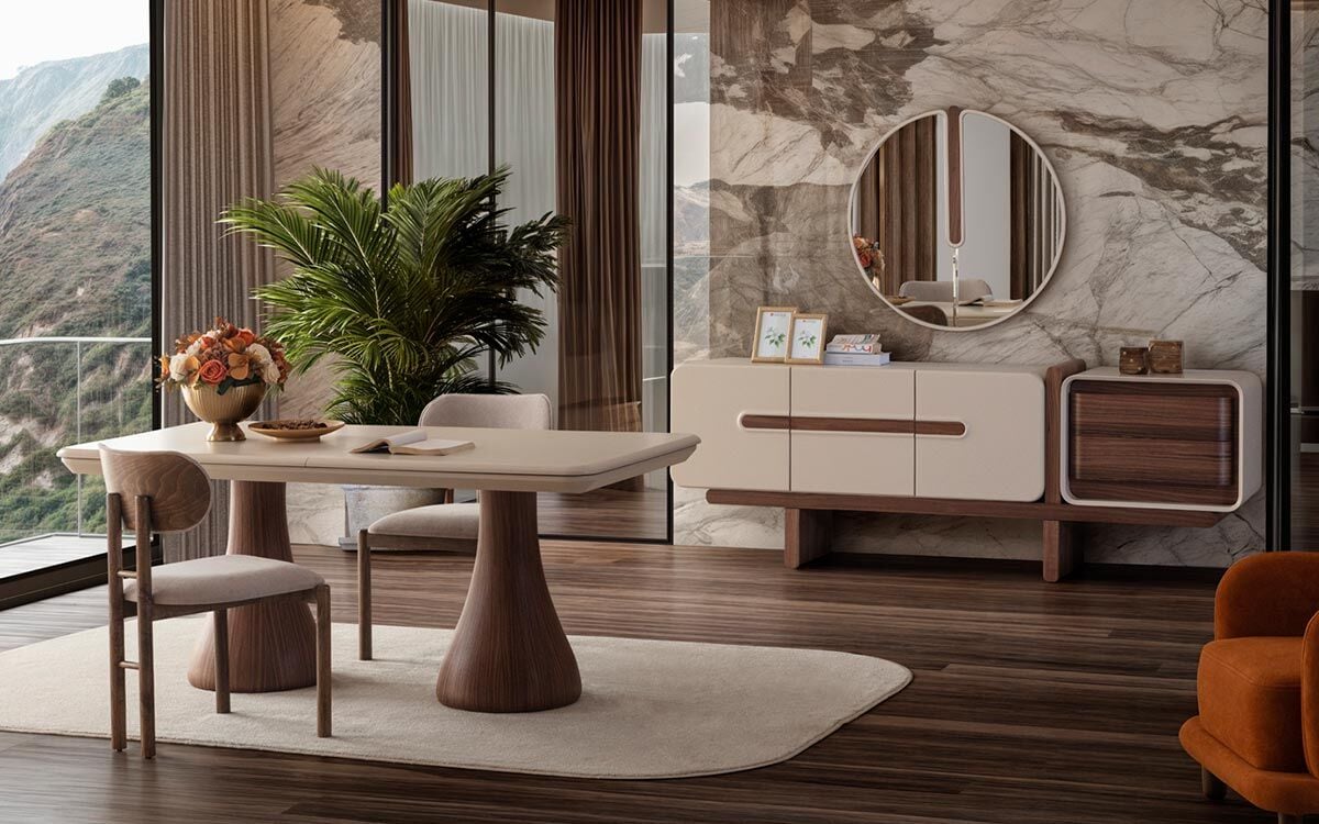 Carloc Yemek Odası Takımı (Koyu Meşe)