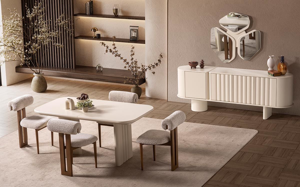 Luther Yemek Odası Takımı (Beyaz)