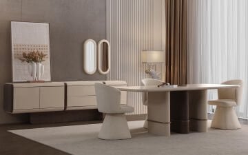 Aurora Yemek Odası Takımı (Krem)