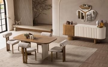 Luther Yemek Odası Takımı (Beyaz-Ceviz)