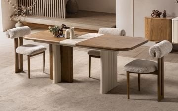 Luther Yemek Odası Takımı (Beyaz-Ceviz)