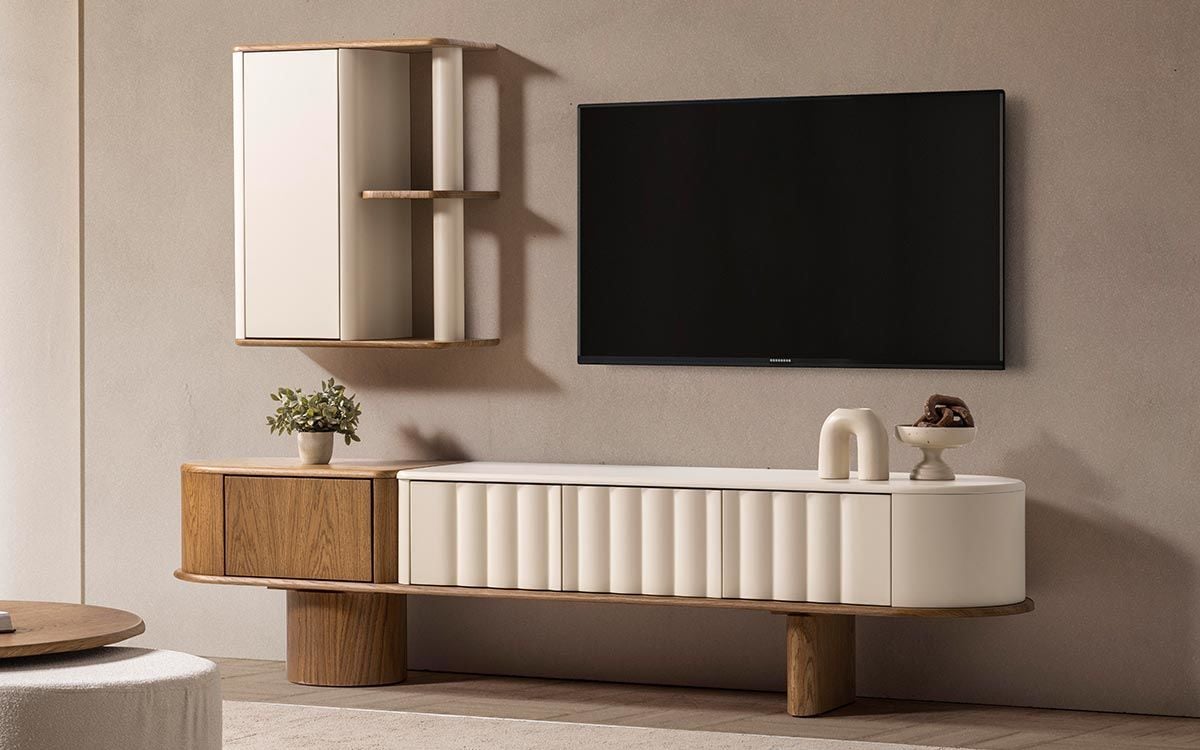 Luther Tv Ünitesi (Beyaz-Ceviz)