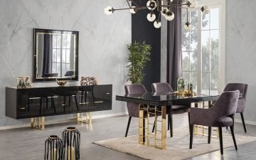 Nelson Yemek Odası Takımı (Antrasit, Mürdüm)