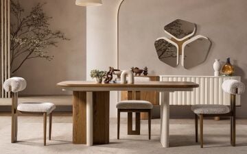 Luther Yemek Odası Takımı (Beyaz-Ceviz)(Seri Sonu)